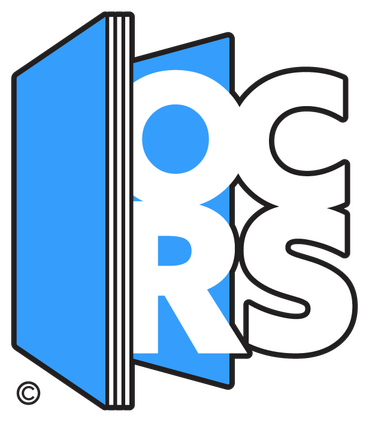 OCRS Logo OCRS Logo, which shows the visual of a comic that's partially open and the letters are coming out.